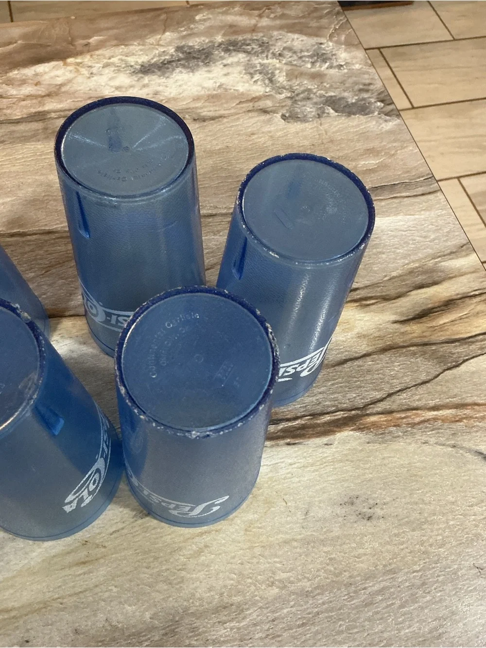 Set of 7 Vintage Pepsi-Cola Blue Restaurant Tumblers 20 oz Retro Diner Cups